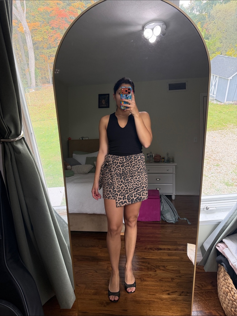 Zara Leopard Print Mini Skirt in Black and Brown